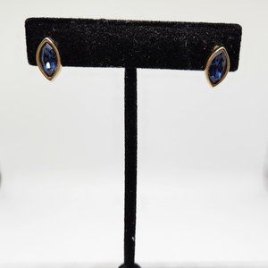 Vintage Swarovski "S.A.L." Blue Crystal Stud Pierced Earrings